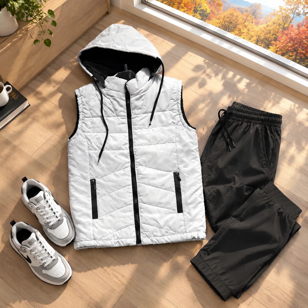 پافر کلاهدار مردانه زنانه مدل Zinox-سفید